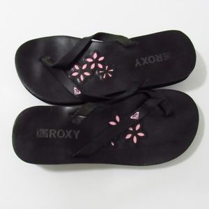 roxy black leather flip flops